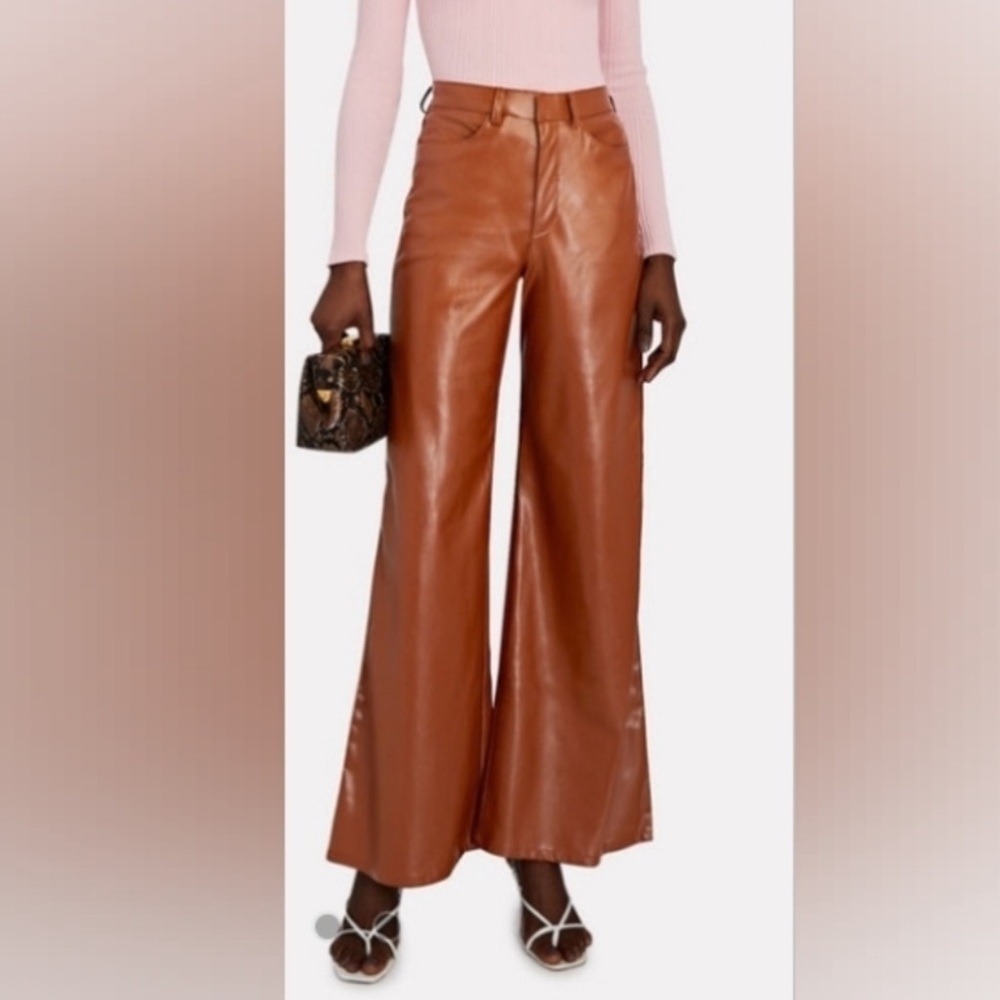 Enza Costa Wide Leg Vegan Leather Pants NWOT Size 25